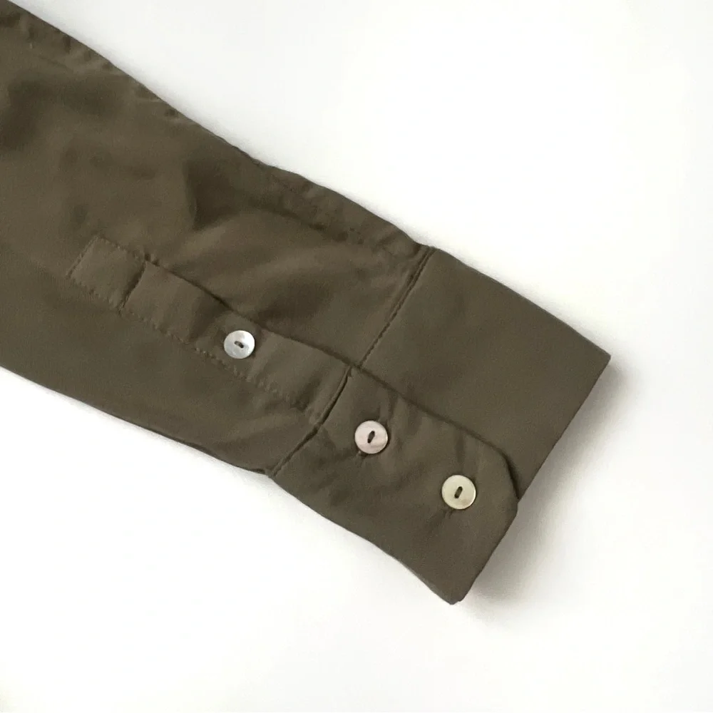 ROMPER JUMPSUIT OLIVE GREEN Forever 21 Button Long sleeve Elastic Waist Tie Siz… - Picture 8 of 15